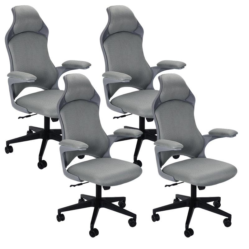Modern Desk Chair Mesh Conference Chair High-Back Chair in Gray 4 Piece Set Clearhalo 'furn' 'furn_office_chair' 'Furniture' 'Office Chairs' 'Office Furniture' 'office_chair' 6424018