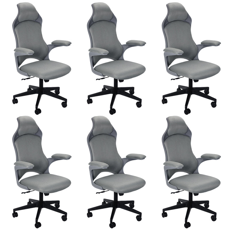 Modern Desk Chair Mesh Conference Chair High-Back Chair in Gray 6 Piece Set Clearhalo 'furn' 'furn_office_chair' 'Furniture' 'Office Chairs' 'Office Furniture' 'office_chair' 6424020