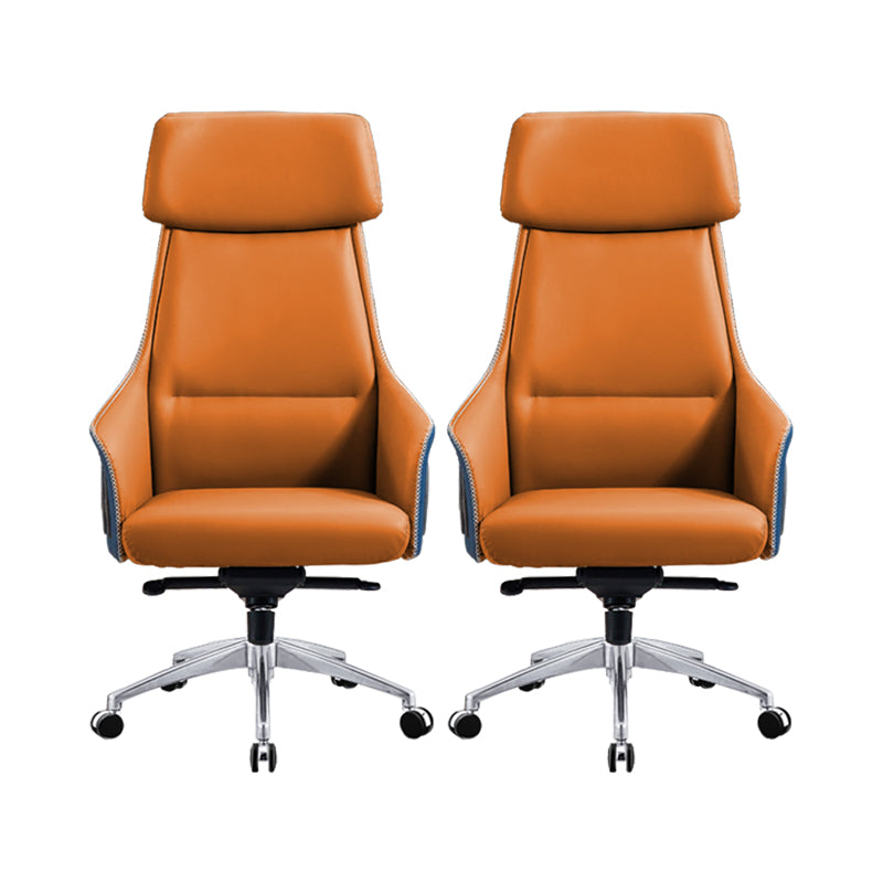 Modern Faux Leather Managers Chair High Back Office Executive Chair Orange 2 Piece Set Clearhalo 'furn' 'furn_office_chair' 'Furniture' 'Office Chairs' 'Office Furniture' 'office_chair' 6424123