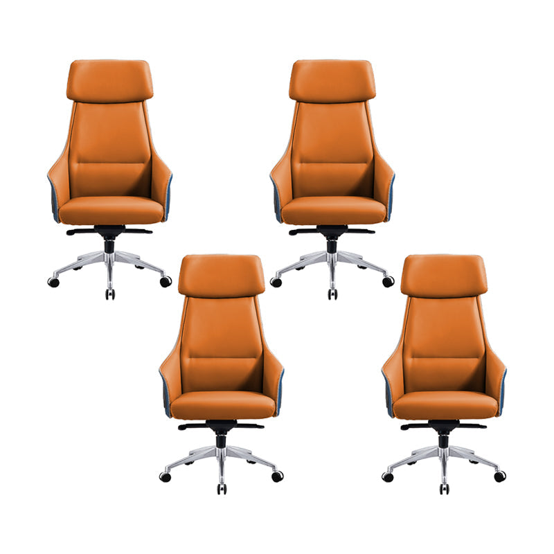Modern Faux Leather Managers Chair High Back Office Executive Chair Orange 4 Piece Set Clearhalo 'furn' 'furn_office_chair' 'Furniture' 'Office Chairs' 'Office Furniture' 'office_chair' 6424124