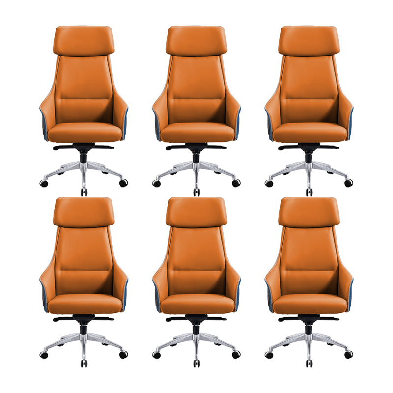 Modern Faux Leather Managers Chair High Back Office Executive Chair Orange 6 Piece Set Clearhalo 'furn' 'furn_office_chair' 'Furniture' 'Office Chairs' 'Office Furniture' 'office_chair' 6424126
