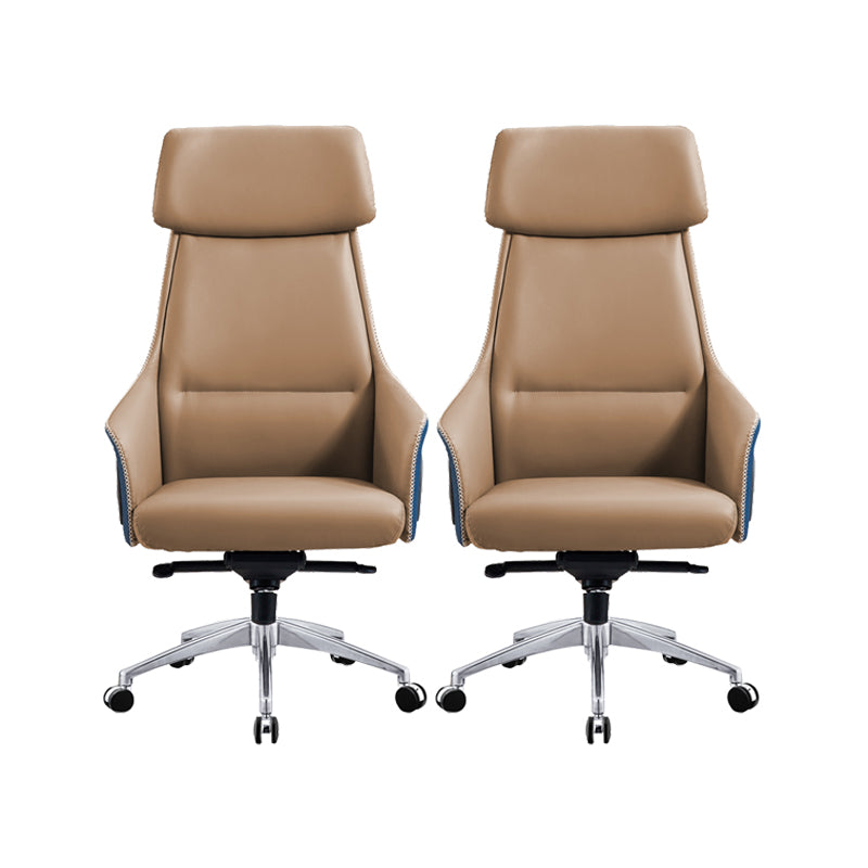 Modern Faux Leather Managers Chair High Back Office Executive Chair Brown 2 Piece Set Clearhalo 'furn' 'furn_office_chair' 'Furniture' 'Office Chairs' 'Office Furniture' 'office_chair' 6424132