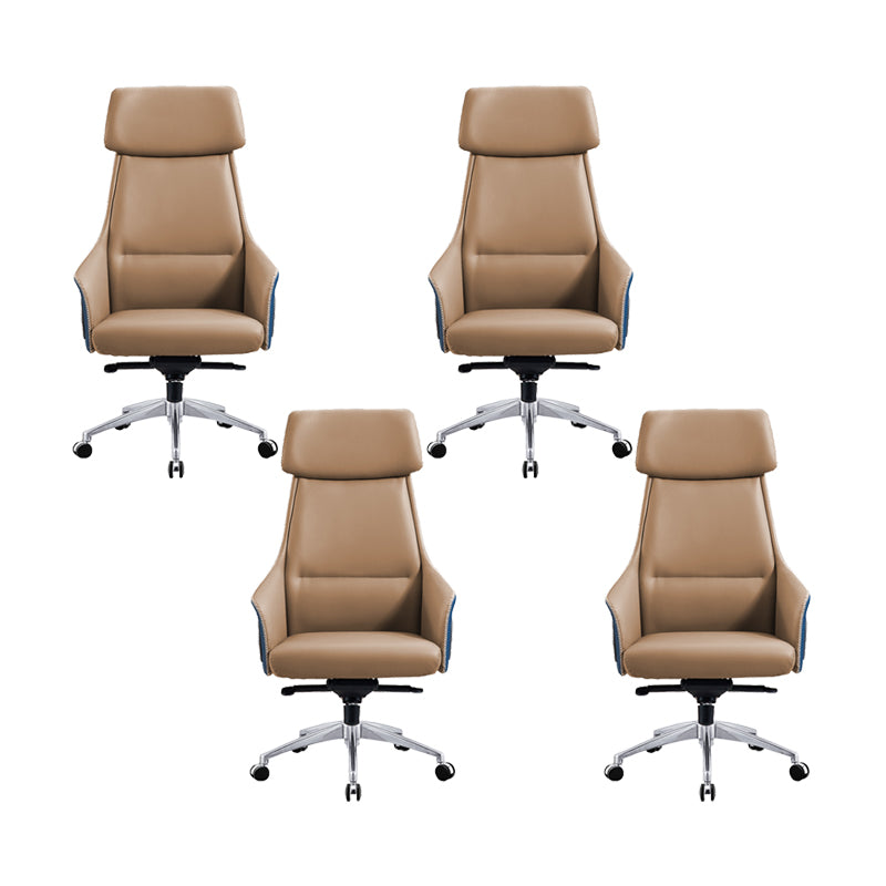 Modern Faux Leather Managers Chair High Back Office Executive Chair Brown 4 Piece Set Clearhalo 'furn' 'furn_office_chair' 'Furniture' 'Office Chairs' 'Office Furniture' 'office_chair' 6424134