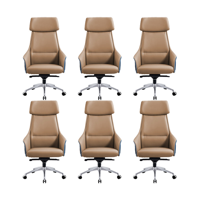 Modern Faux Leather Managers Chair High Back Office Executive Chair Brown 6 Piece Set Clearhalo 'furn' 'furn_office_chair' 'Furniture' 'Office Chairs' 'Office Furniture' 'office_chair' 6424136