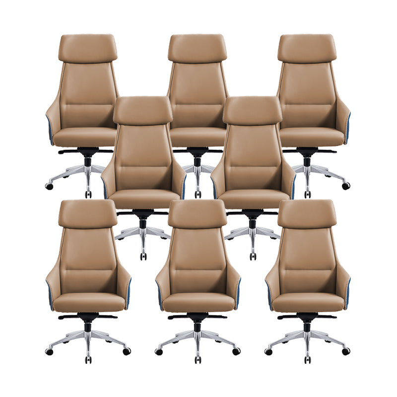 Modern Faux Leather Managers Chair High Back Office Executive Chair Brown 8 Piece Set Clearhalo 'furn' 'furn_office_chair' 'Furniture' 'Office Chairs' 'Office Furniture' 'office_chair' 6424139