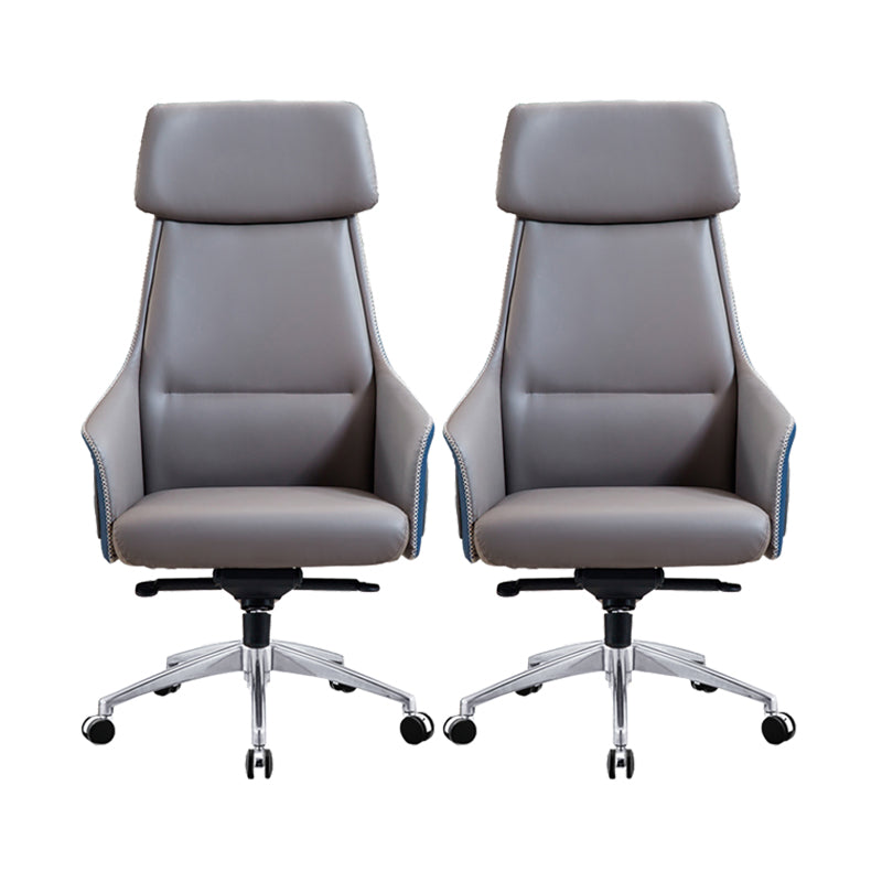 Modern Faux Leather Managers Chair High Back Office Executive Chair Gray 2 Piece Set Clearhalo 'furn' 'furn_office_chair' 'Furniture' 'Office Chairs' 'Office Furniture' 'office_chair' 6424140