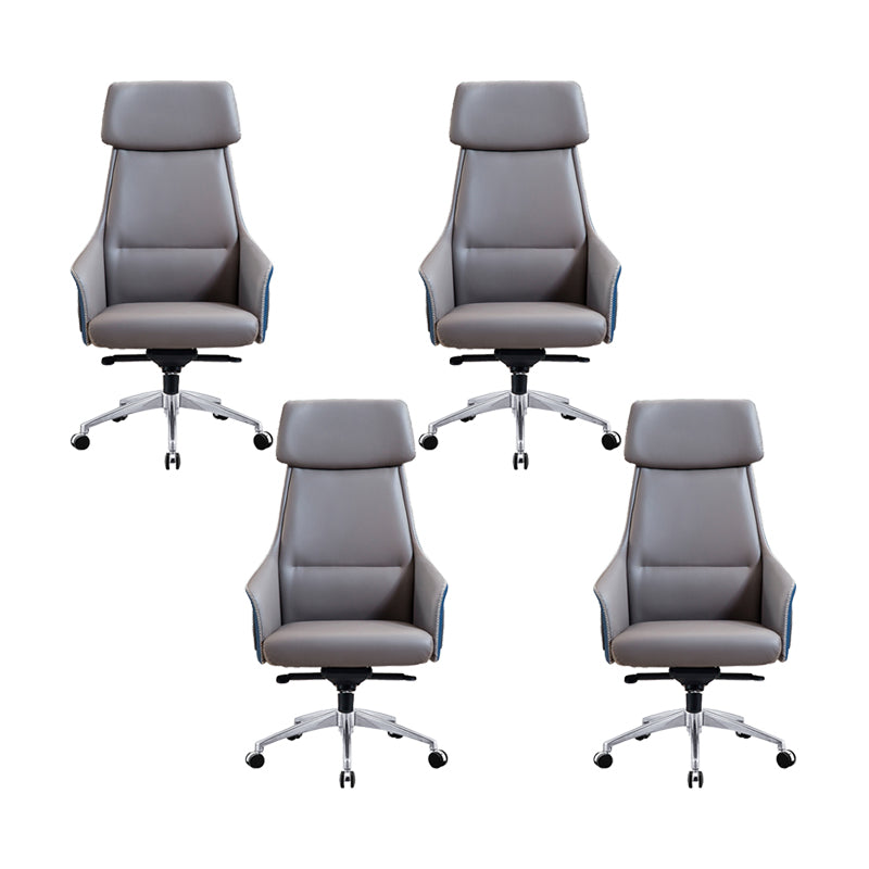 Modern Faux Leather Managers Chair High Back Office Executive Chair Gray 4 Piece Set Clearhalo 'furn' 'furn_office_chair' 'Furniture' 'Office Chairs' 'Office Furniture' 'office_chair' 6424141