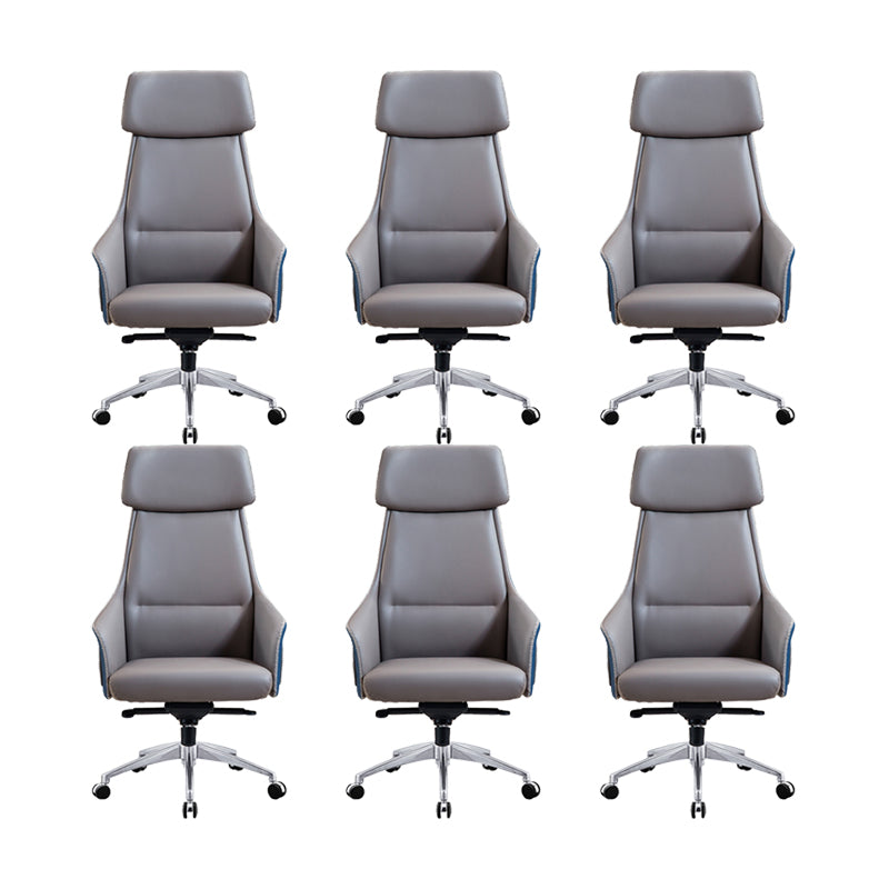 Modern Faux Leather Managers Chair High Back Office Executive Chair Gray 6 Piece Set Clearhalo 'furn' 'furn_office_chair' 'Furniture' 'Office Chairs' 'Office Furniture' 'office_chair' 6424142