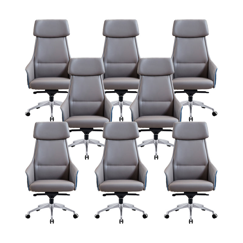 Modern Faux Leather Managers Chair High Back Office Executive Chair Gray 8 Piece Set Clearhalo 'furn' 'furn_office_chair' 'Furniture' 'Office Chairs' 'Office Furniture' 'office_chair' 6424143