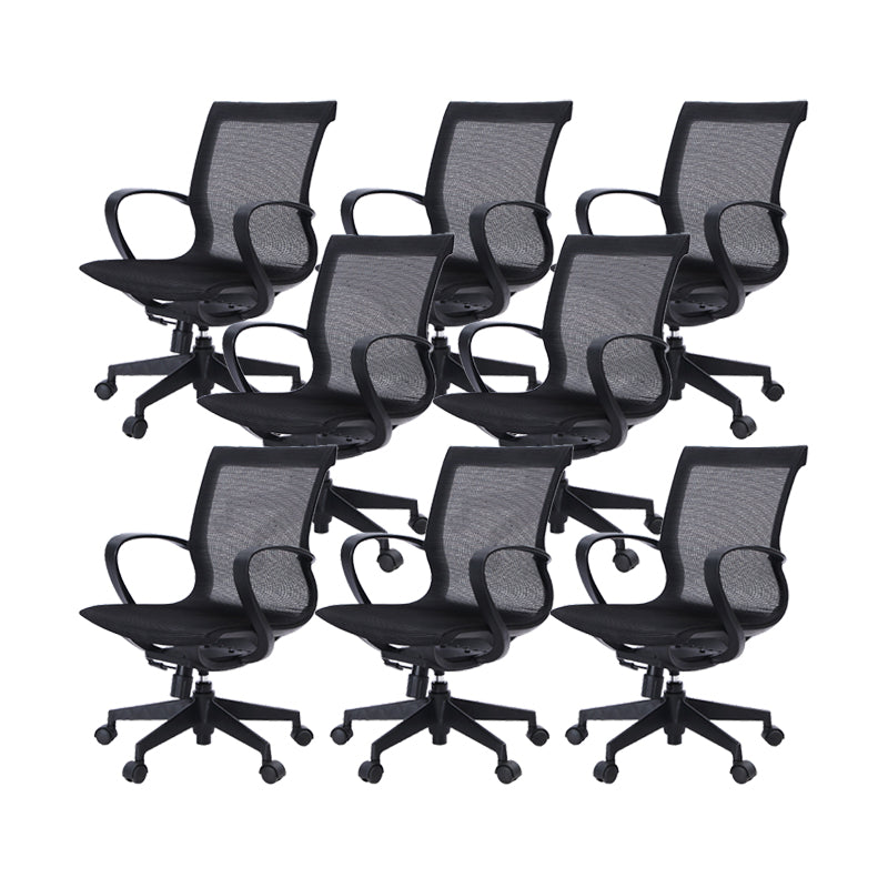 17" Wide Contemporary Desk Chair Breathable AirGrid Office Chair Black 8 Piece Set Clearhalo 'furn' 'furn_office_chair' 'Furniture' 'Office Chairs' 'Office Furniture' 'office_chair' 6424154