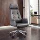 Padded Arms Contemporary Managers Chair Gray Leather Swivel Chair Microfiber Leather 1 Piece High-Back (Over 22 in.) Clearhalo 'furn' 'furn_office_chair' 'Furniture' 'Office Chairs' 'Office Furniture' 'office_chair' 6424196