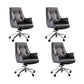 Padded Arms Contemporary Managers Chair Gray Leather Swivel Chair 4 Piece Set Mid-Back (14-22 in.) Clearhalo 'furn' 'furn_office_chair' 'Furniture' 'Office Chairs' 'Office Furniture' 'office_chair' 6424200