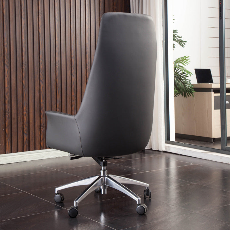 Padded Arms Contemporary Managers Chair Gray Leather Swivel Chair Clearhalo 'furn' 'furn_office_chair' 'Furniture' 'Office Chairs' 'Office Furniture' 'office_chair' 6424201