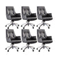 Padded Arms Contemporary Managers Chair Gray Leather Swivel Chair 6 Piece Set Mid-Back (14-22 in.) Clearhalo 'furn' 'furn_office_chair' 'Furniture' 'Office Chairs' 'Office Furniture' 'office_chair' 6424202