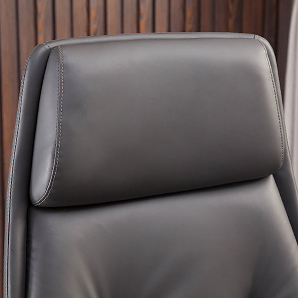 Padded Arms Contemporary Managers Chair Gray Leather Swivel Chair Clearhalo 'furn' 'furn_office_chair' 'Furniture' 'Office Chairs' 'Office Furniture' 'office_chair' 6424211