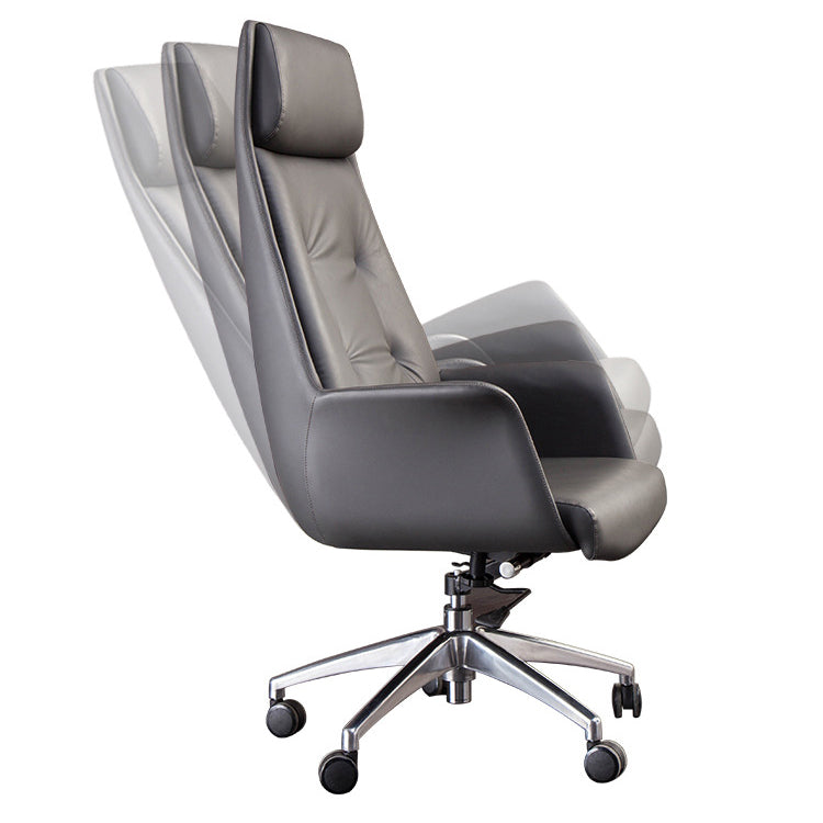 Padded Arms Contemporary Managers Chair Gray Leather Swivel Chair Clearhalo 'furn' 'furn_office_chair' 'Furniture' 'Office Chairs' 'Office Furniture' 'office_chair' 6424213
