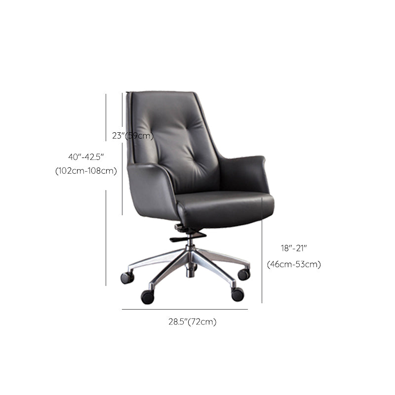 Padded Arms Contemporary Managers Chair Gray Leather Swivel Chair Clearhalo 'furn' 'furn_office_chair' 'Furniture' 'Office Chairs' 'Office Furniture' 'office_chair' 6424215
