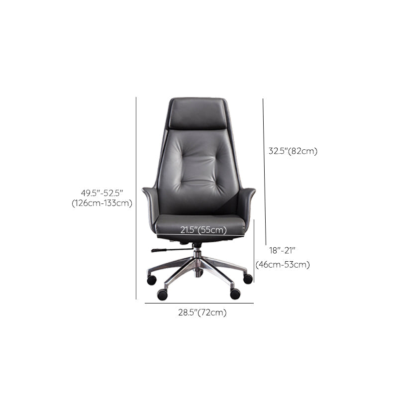Padded Arms Contemporary Managers Chair Gray Leather Swivel Chair Clearhalo 'furn' 'furn_office_chair' 'Furniture' 'Office Chairs' 'Office Furniture' 'office_chair' 6424216