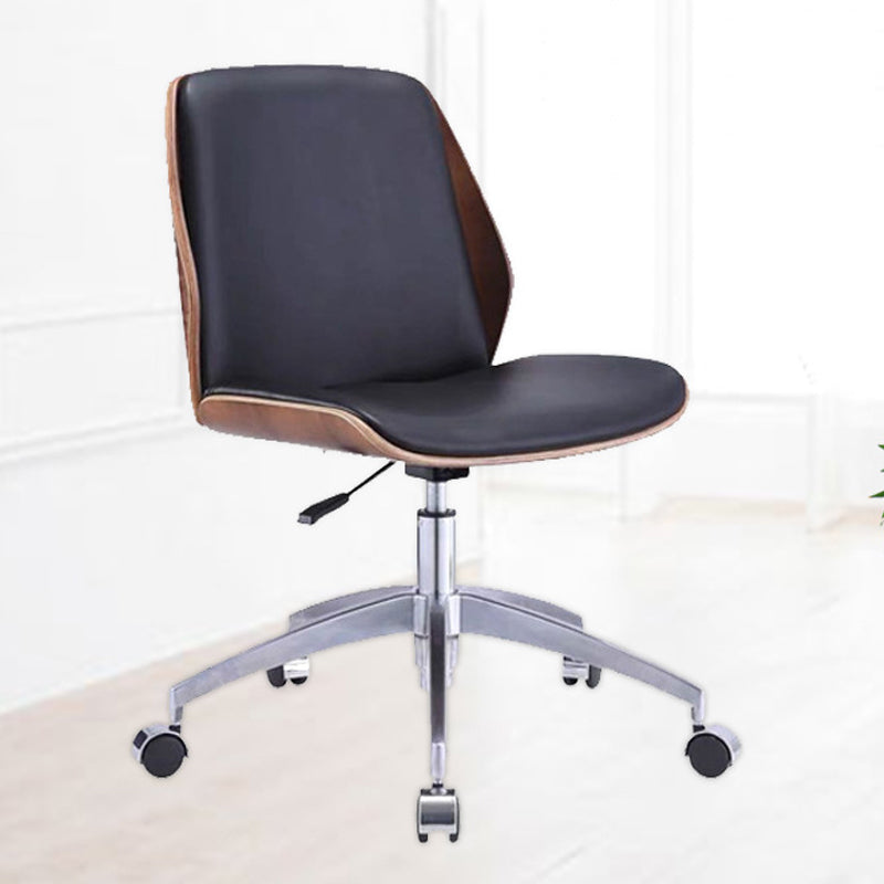Silla de escritorio moderna Silla de conferencia de madera Silla con respaldo medio con ruedas
