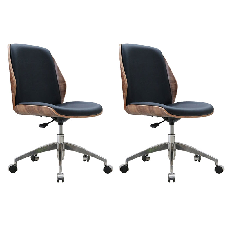 Silla de escritorio moderna Silla de conferencia de madera Silla con respaldo medio con ruedas
