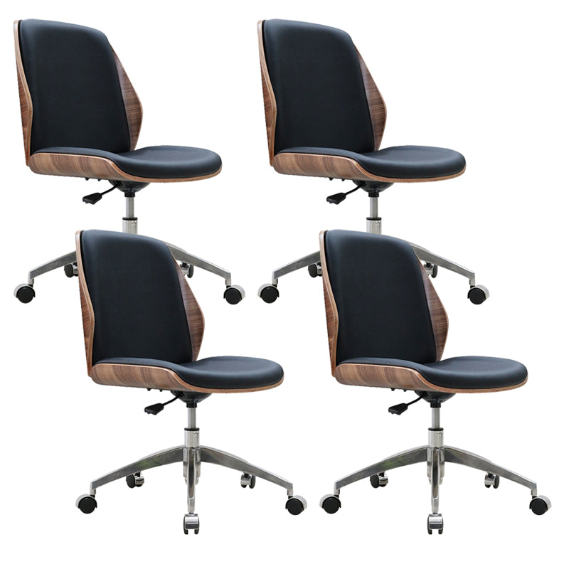 Silla de escritorio moderna Silla de conferencia de madera Silla con respaldo medio con ruedas