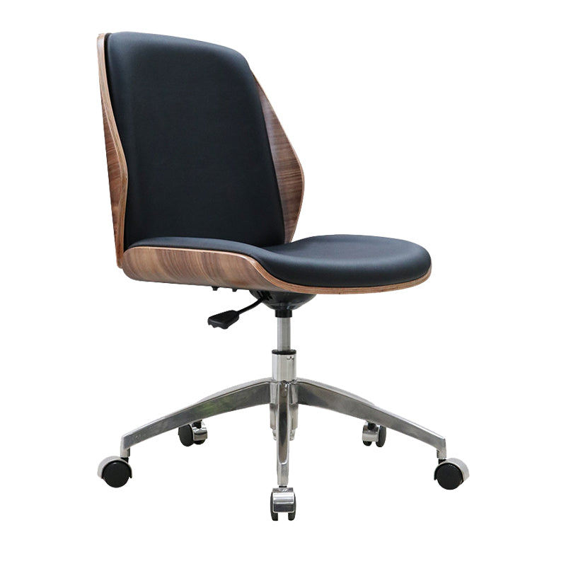 Silla de escritorio moderna Silla de conferencia de madera Silla con respaldo medio con ruedas