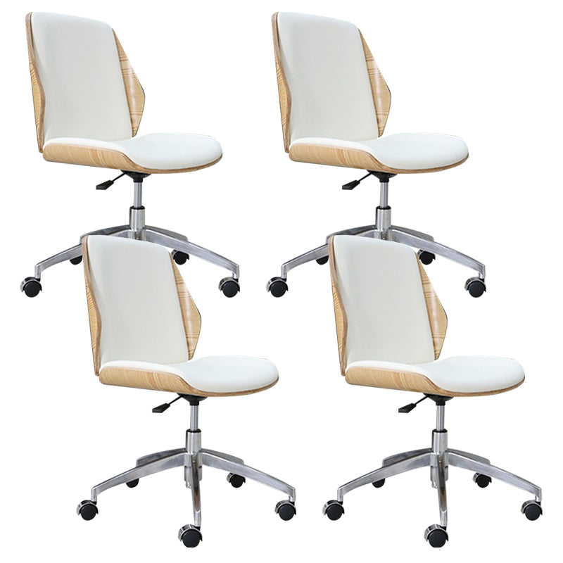 Silla de escritorio moderna Silla de conferencia de madera Silla con respaldo medio con ruedas