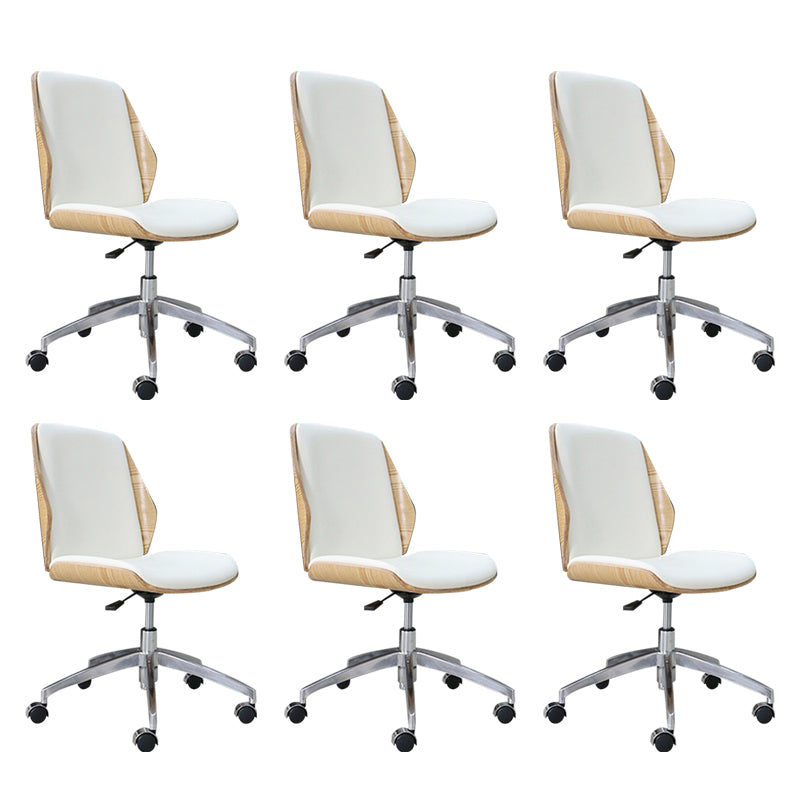 Silla de escritorio moderna Silla de conferencia de madera Silla con respaldo medio con ruedas