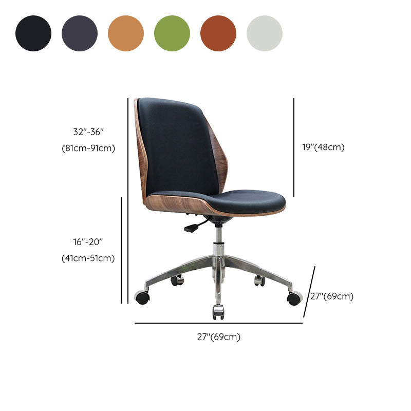 Silla de escritorio moderna Silla de conferencia de madera Silla con respaldo medio con ruedas