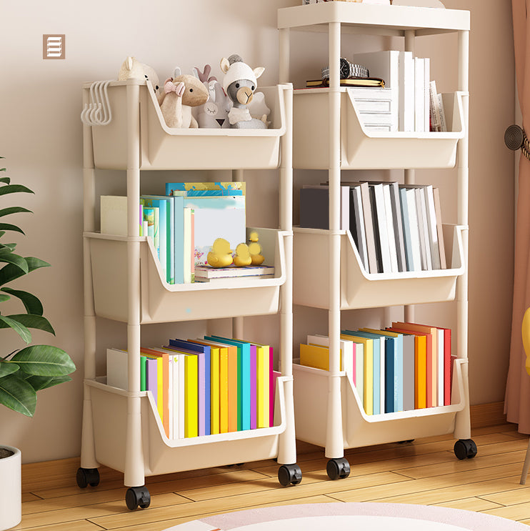 Contemporary Plastic Bookshelf White Standard Shelf Bookcase for Study Room