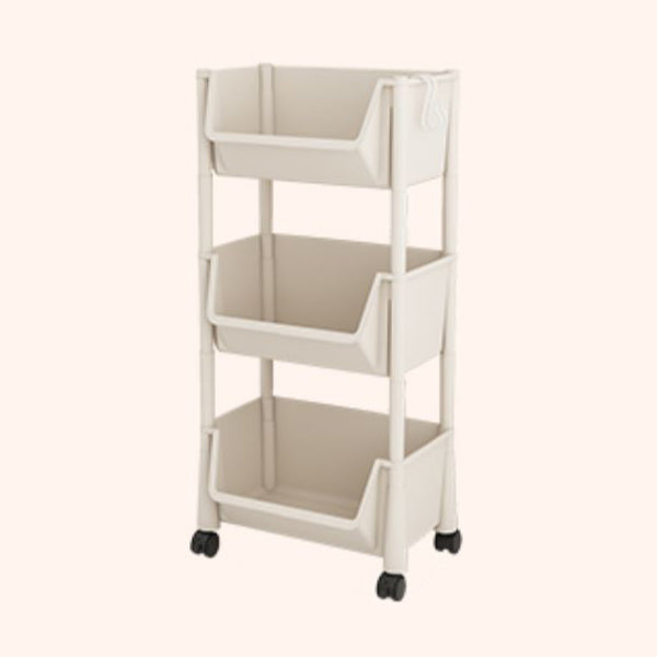 Contemporary Plastic Bookshelf White Standard Shelf Bookcase for Study Room