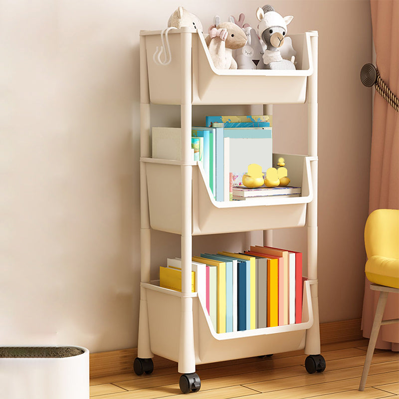 Contemporary Plastic Bookshelf White Standard Shelf Bookcase for Study Room