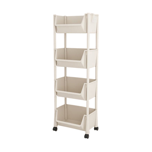 Contemporary Plastic Bookshelf White Standard Shelf Bookcase for Study Room