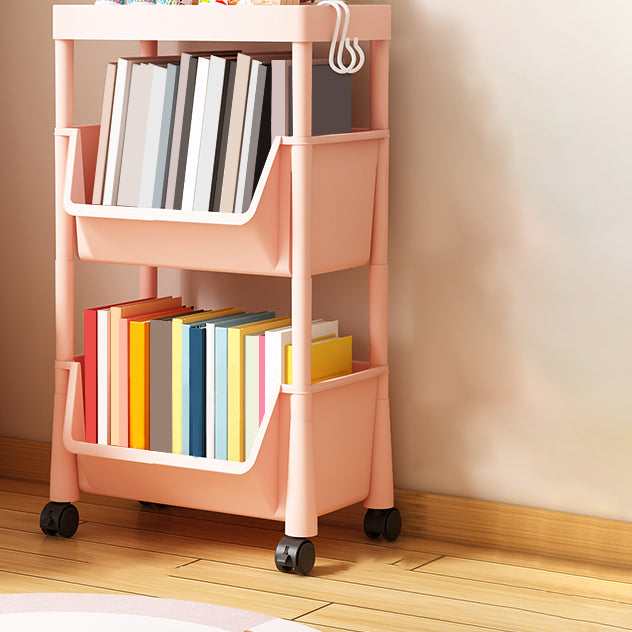 Contemporary Plastic Bookshelf White Standard Shelf Bookcase for Study Room