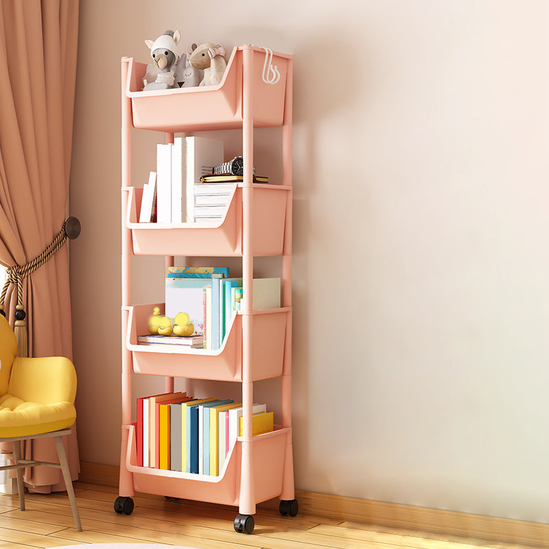 Contemporary Plastic Bookshelf White Standard Shelf Bookcase for Study Room