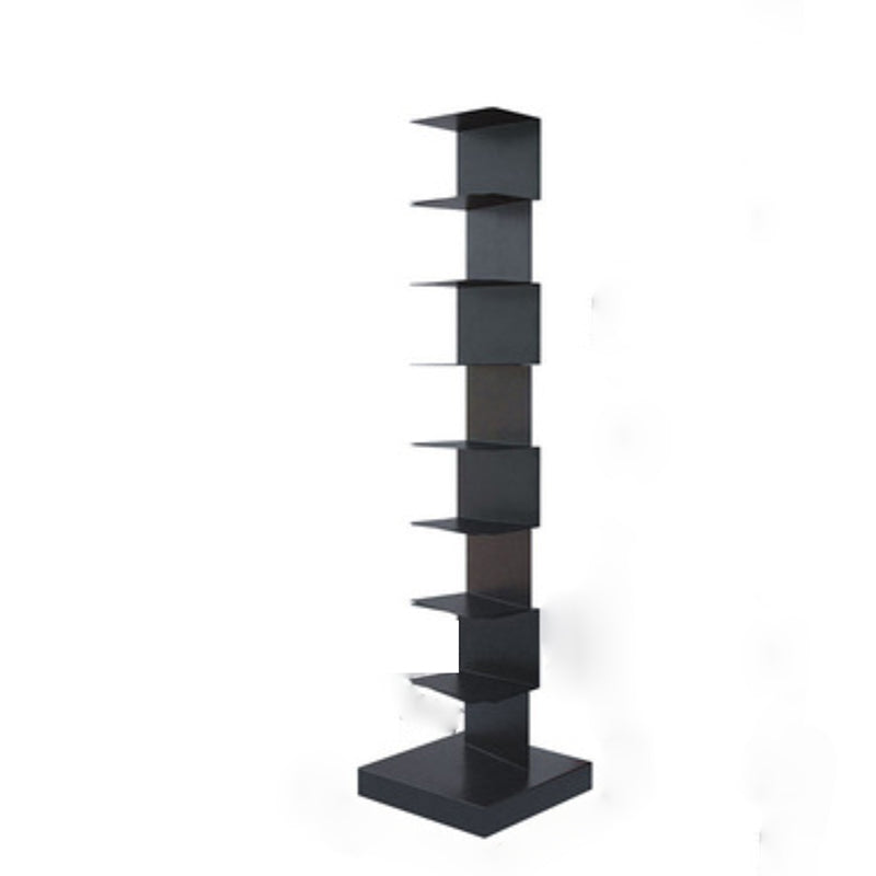 Contemporary Standard Metal Bookshelf Closed Back Bookcase with Shelves 13.8"L x 13.8"W x 56.7"H Black Clearhalo 'Bookcases' 'furn' 'furn_bookcases' 'Furniture' 'Office Furniture' 6424424