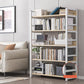 Modern Wood Shelf 11.8-inch Wide Open Etagere Bookcase in Matte Finish