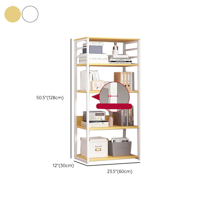 Contemporary Metal and Wooden Book Shelf Open Back Bookshelf for Home Office