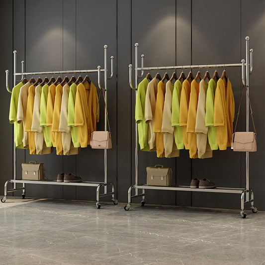 Colgador de abrigo contemporáneo estanterías de almacenamiento independiente de almacenamiento de pie con castores