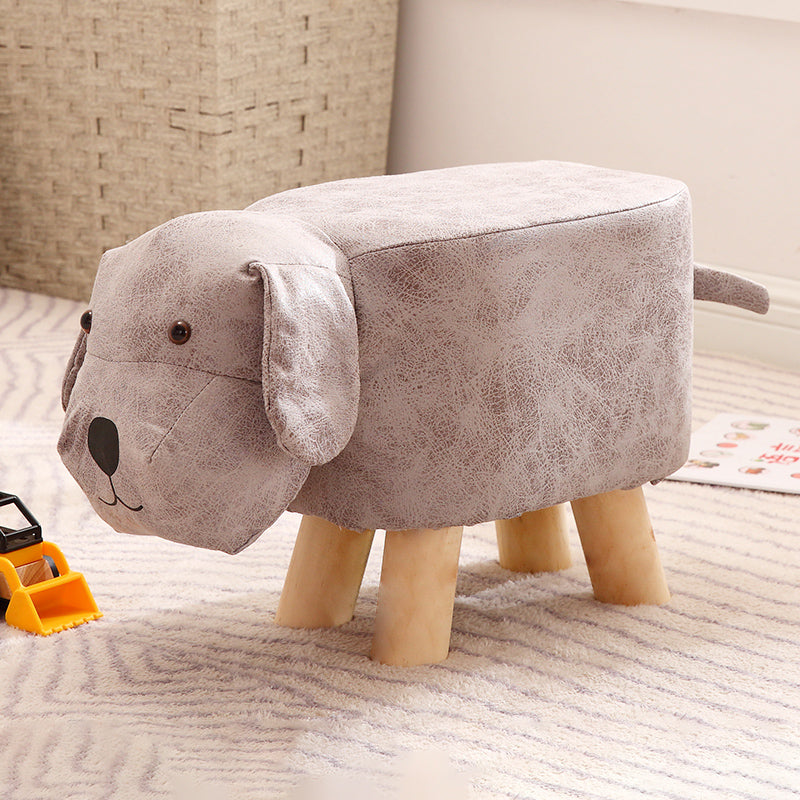 Contemporary Ottoman Faux Leather Solid Wood Frame Upholstered Dog Shape Ottoman Khaki 1 Piece Clearhalo 'furn' 'furn_ottomans_poufs' 'Furniture' 'Living Room Furniture' 'Ottomans & Poufs' 'ottomans_poufs' 6424930