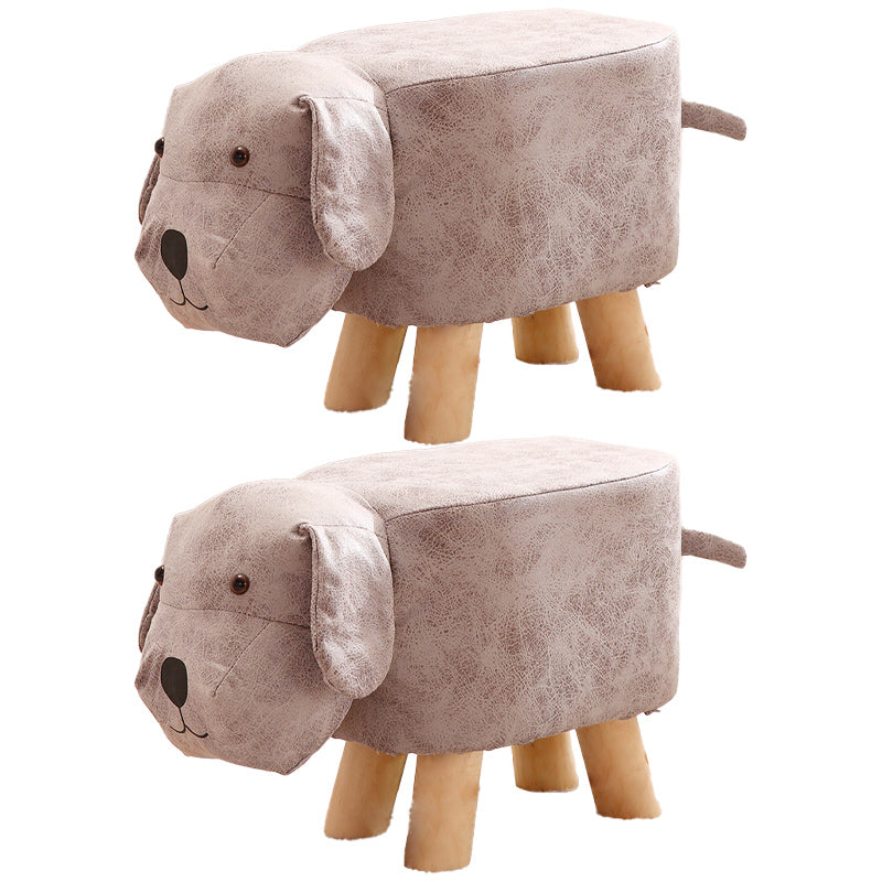 Contemporary Ottoman Faux Leather Solid Wood Frame Upholstered Dog Shape Ottoman Khaki 2 Piece Set Clearhalo 'furn' 'furn_ottomans_poufs' 'Furniture' 'Living Room Furniture' 'Ottomans & Poufs' 'ottomans_poufs' 6424933
