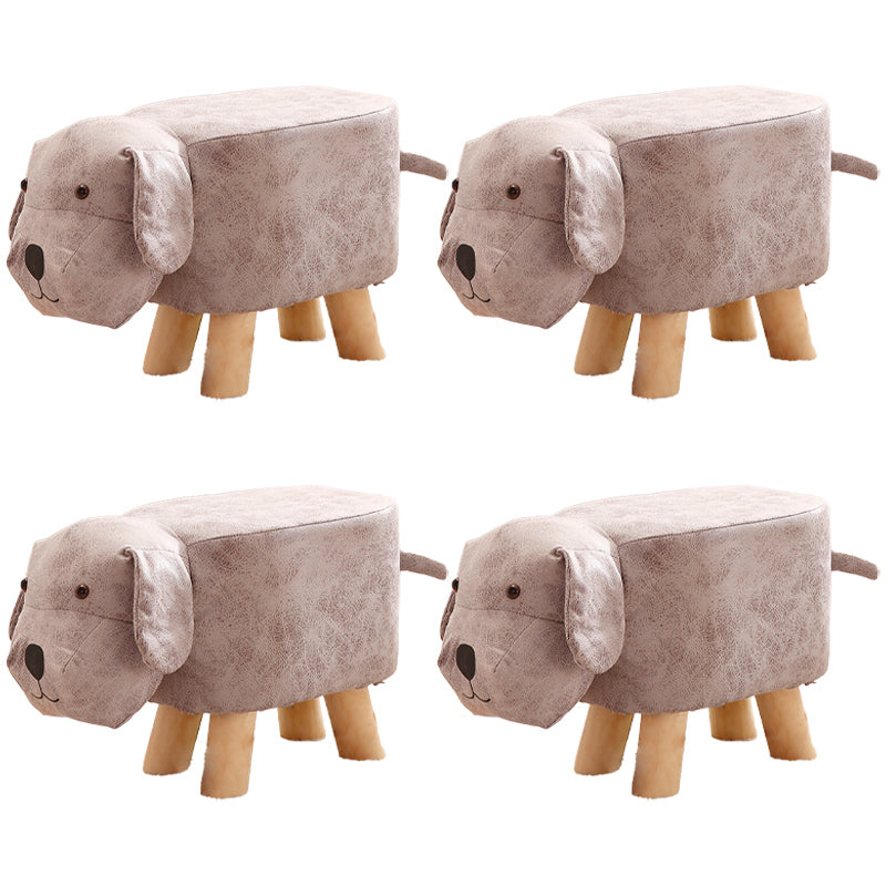 Contemporary Ottoman Faux Leather Solid Wood Frame Upholstered Dog Shape Ottoman Khaki 4 Piece Set Clearhalo 'furn' 'furn_ottomans_poufs' 'Furniture' 'Living Room Furniture' 'Ottomans & Poufs' 'ottomans_poufs' 6424935