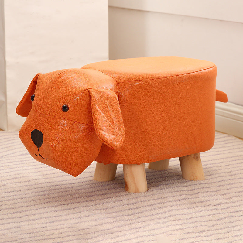 Contemporary Ottoman Faux Leather Solid Wood Frame Upholstered Dog Shape Ottoman Orange 1 Piece Clearhalo 'furn' 'furn_ottomans_poufs' 'Furniture' 'Living Room Furniture' 'Ottomans & Poufs' 'ottomans_poufs' 6424936