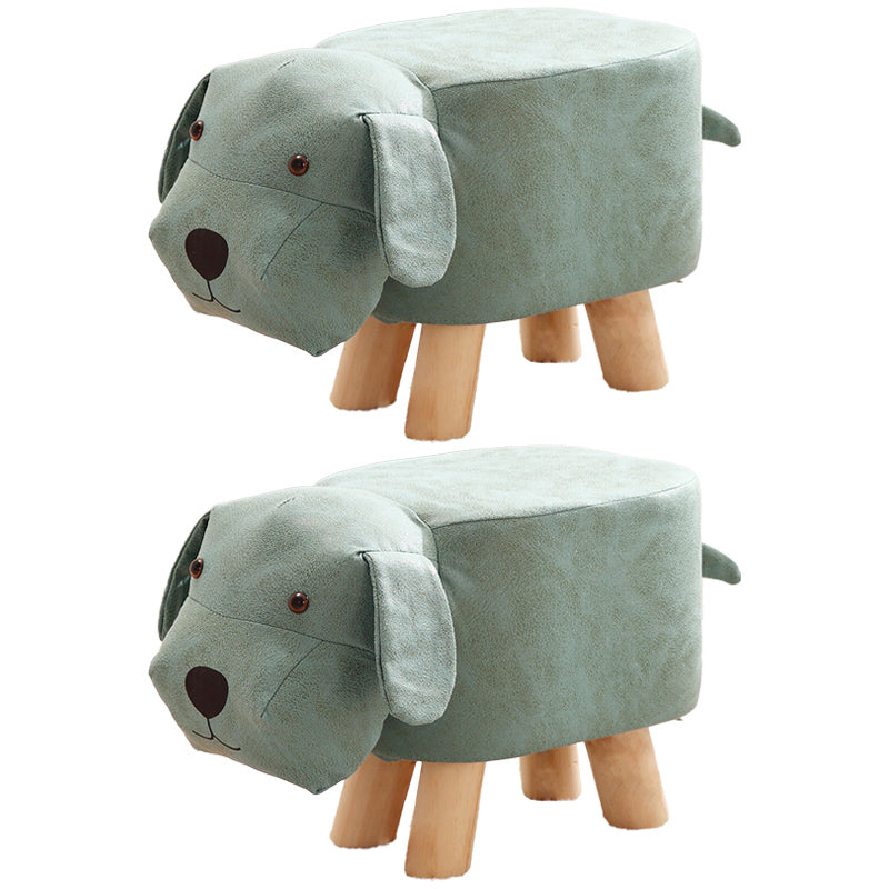 Contemporary Ottoman Faux Leather Solid Wood Frame Upholstered Dog Shape Ottoman Light Blue 2 Piece Set Clearhalo 'furn' 'furn_ottomans_poufs' 'Furniture' 'Living Room Furniture' 'Ottomans & Poufs' 'ottomans_poufs' 6424941