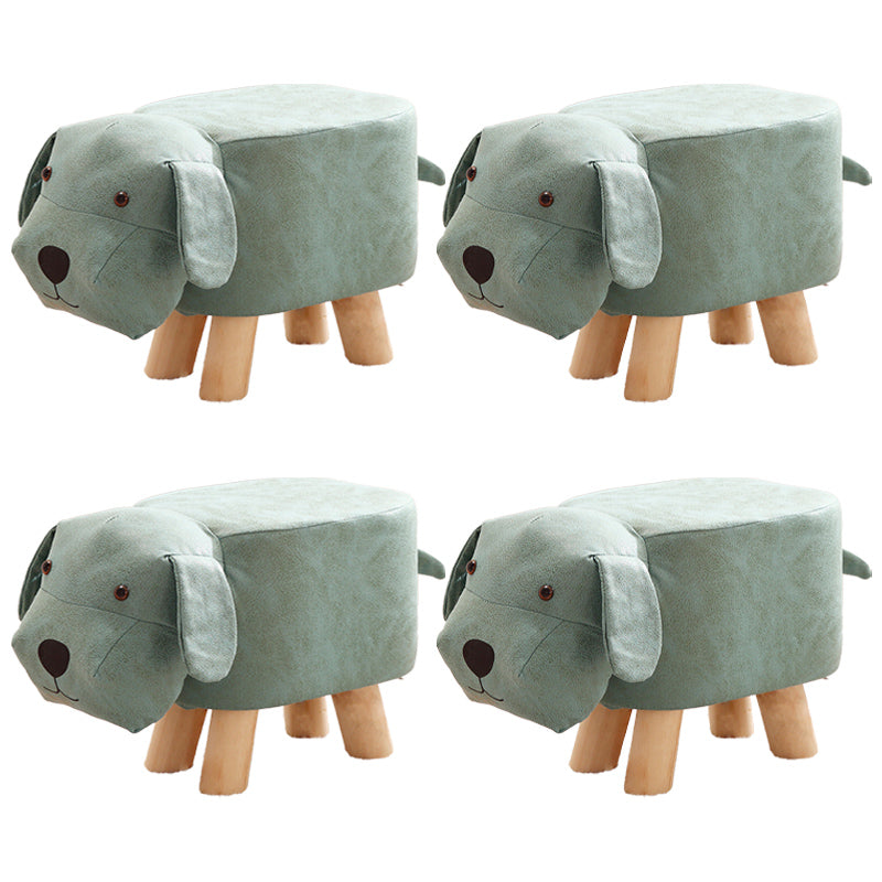 Contemporary Ottoman Faux Leather Solid Wood Frame Upholstered Dog Shape Ottoman Light Blue 4 Piece Set Clearhalo 'furn' 'furn_ottomans_poufs' 'Furniture' 'Living Room Furniture' 'Ottomans & Poufs' 'ottomans_poufs' 6424942