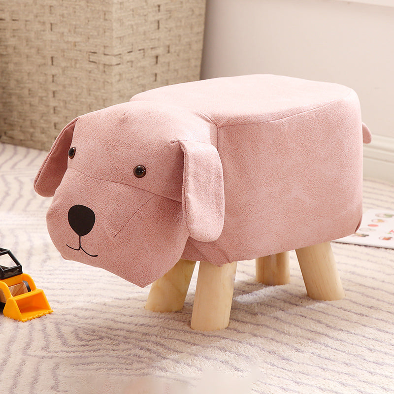 Contemporary Ottoman Faux Leather Solid Wood Frame Upholstered Dog Shape Ottoman Pink 1 Piece Clearhalo 'furn' 'furn_ottomans_poufs' 'Furniture' 'Living Room Furniture' 'Ottomans & Poufs' 'ottomans_poufs' 6424943