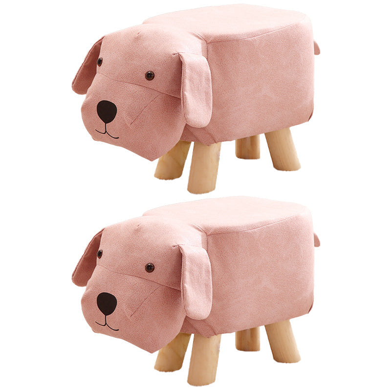 Contemporary Ottoman Faux Leather Solid Wood Frame Upholstered Dog Shape Ottoman Pink 2 Piece Set Clearhalo 'furn' 'furn_ottomans_poufs' 'Furniture' 'Living Room Furniture' 'Ottomans & Poufs' 'ottomans_poufs' 6424944