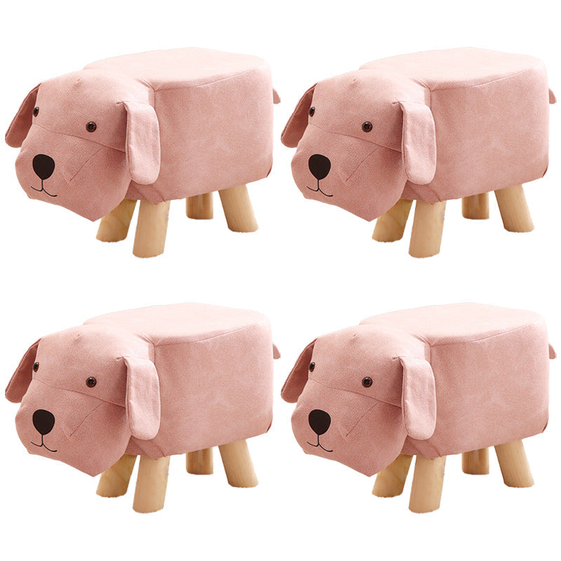 Contemporary Ottoman Faux Leather Solid Wood Frame Upholstered Dog Shape Ottoman Pink 4 Piece Set Clearhalo 'furn' 'furn_ottomans_poufs' 'Furniture' 'Living Room Furniture' 'Ottomans & Poufs' 'ottomans_poufs' 6424945