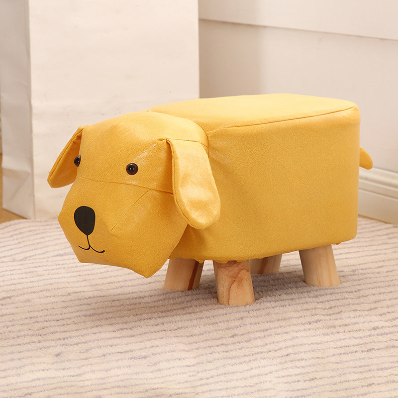 Contemporary Ottoman Faux Leather Solid Wood Frame Upholstered Dog Shape Ottoman Yellow 1 Piece Clearhalo 'furn' 'furn_ottomans_poufs' 'Furniture' 'Living Room Furniture' 'Ottomans & Poufs' 'ottomans_poufs' 6424946