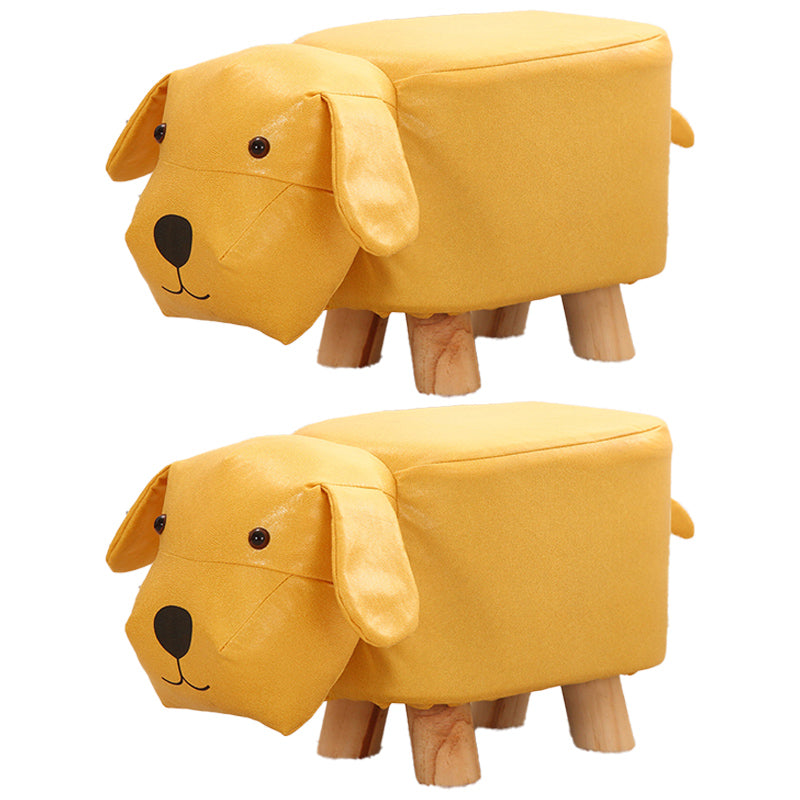 Contemporary Ottoman Faux Leather Solid Wood Frame Upholstered Dog Shape Ottoman Yellow 2 Piece Set Clearhalo 'furn' 'furn_ottomans_poufs' 'Furniture' 'Living Room Furniture' 'Ottomans & Poufs' 'ottomans_poufs' 6424947